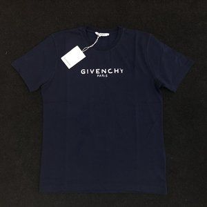 Givenchy Men Worn Fabric Dark Navy T-Shirt